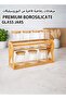 Bamboo Spice Rack with 7 Glass Jars- 2 Tier Kitchen Organizer with Spoons, Labeled Jars - 5