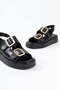 Black leather women's sandal tr17my02a - 4
