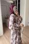 Floral Print Bat Sleeve Lined Dress - Burgundy - 5