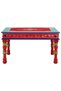 Hand-painted coffee table, red, solid mango wood