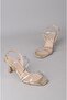 Seç Y126 Stone-Embellished Heel-Strapped Evening Shoes (Heel: 7.5cm) Gold - 6