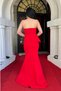 Atlas Fabric Stone Detailed Evening Dress - Red - 5