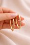 Women's Gold Color Plated V Shape Geometric Hoop Earrings - 5