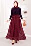 Flok Printed Lined Tulle Skirt Burgundy