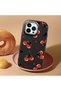 iPhone 12 Pro Compatible Camera Protected Black Soft Silicone Phone Case Vişne Patterned - 2