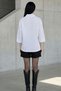 Women's White Oversized Fit Eyelet Embroidery Collar Buttoned 3/4 Sleeve Woven Casual Stylish Long Women's Blouse - 7