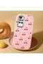 Redmi 10 2022 Compatible Camera Protected Pink Soft Silicone Phone Case Cherry Patterned - 2