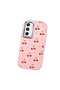 Samsung Galaxy A54 Compatible Camera Protected Pink Soft Silicone Phone Case Cherry Patterned - 3
