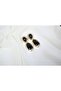 Bkp105 Black Double Stone Hanging Earrings Black (Length 70 mm) - 2