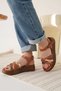 Tan Gold Detailed Genuine Leather Sandals Tr31My55H - 5