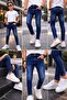 Boy's Stretch Fabric Stonewashed Denim Denim Trousers / Jeans Dark Blue - Navy Blue - 10 Years - 4