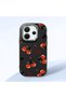 Redmi Note 14 4g Compatible Camera Protected Black Soft Silicone Phone Case Vişne Patterned