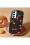 Samsung Galaxy A16 Compatible Camera Protected Black Soft Silicone Phone Case Cherry Patterned - 2