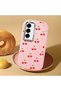 Samsung Galaxy S25 Plus Compatible Camera Protected Pink Soft Silicone Phone Case Vişne Patterned - 2