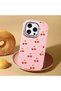 iPhone 16 Pro Compatible Camera Protected Pink Soft Silicone Phone Case Vişne Patterned - 2