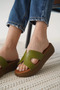 Khaki Green Genuine Leather Slippers Tr31My54G - 3
