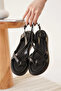 Black Genuine Leather Sandals Tr31My60F - 4