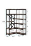 Corner Bookshelf 6-Tier L-Shaped Book Shelves Metal Frame for Living Room Home Office, Brown - 7