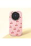 Vivo X300 Compatible Camera Protected Pink Soft Silicone Phone Case Cherry Patterned