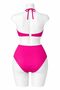 Women's Fuchsia High Waist Bikini Set Triangle Neckline Tie-Detail Shaping / Sculpting Swimsuit - 5