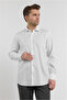 White Long Sleeve Hard Collar Self Patterned %100 Cotton Comfort Fit Shirt 1004255204