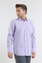 Purple Hard Collar Long Sleeve Easy to Iron Comfort Fit Cotton Shirt 1004255182 - 3