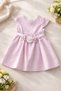 100% Cotton Pink Striped Girls' Linen-Lined Dress with Rose Detail and Belted Summer Chic Dress - 3