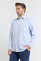 Navy Blue Self Patterned Hard Collar Long Sleeve Pocketed Comfort Fit Cotton Pack Shirts 1004255219 - 3