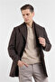 Brown Mono Collar Side Pocket Comfort Fit Stretchy Melton Coat 1008255260 - 3