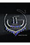 Blue Rhinestone Necklace with Bracelet and Earrings et - 2