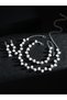 Faux Pearl Rhinestone Necklace with Bracelet and Earrings et - 5