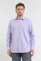 Purple Hard Collar Long Sleeve Easy to Iron Comfort Fit Cotton Shirt 1004255182