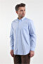 White-Blue Buttoned Collar Long Sleeve Pocket Comfort Fit 100% Cotton Shirt 1004260175 - 5