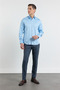 Blue Half Italian Collar Satin Long Sleeve Premium S Slim Fit 100% P Cotton Shirt 1004255195 - 2
