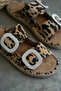 Suede Leopard Stone Women's Slippers Tr35My05E - 8