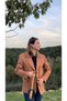 Women's Tan Color S Suede Blazer Jacket - 3