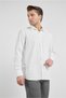 Cream Color Hard Collar Long Sleeve Pocketless Comfort Fit Cotton Shirt 1004255914 - 3