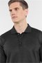 Men's Anthracite Polo Collar Pocketless Comfort Fit Classic Cotton Knitwear Sweater 1012255155 - 4