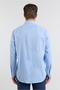 Blue Hard Collar Long Sleeve Pocketless Comfort Fit Cotton Shirt 1004255914 - 5
