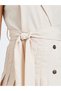 Beige Blazer Midi Dress with Tie Up Belt - 4