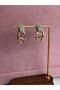 V Brand Zircon Stone Hanging Gold Women's Earrings