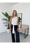 Women's White Asymmetrical One-Shoulder Draped Gold Accessory Detail Sandy Blouse Hzl26S-Fry123751 - 4