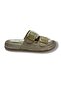 4500-26 Glittery Shiny Leather Striped Stones Anatomical Pair Buckled Women Slipper - 2