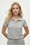 Women's Nadia Modal Touch Polo Neck Waist Elastic Pocketed Gray Melange Bottom Top Set - 3