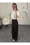 Wide Leg High Waist Jeans with Stone Detail in Brown Color - 3