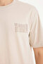 F8030Axbg74 Beige 100% Cotton Boxy Fit Printed T-Shirt - 5
