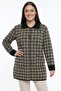 Women's Front Button Double Pocketed Patterned Glittery Plus Size Cardigan