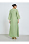 Green Foil Print Round Neck Jalabiya - 5