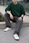 Men's High Waist Premium Anthracite Cargo Baggy Pants - 4