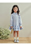 Girls Blue Cotton Ruffle Hem Knee Length Dress